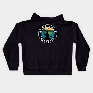 Boot Lake Canoeing Michigan Sunset Kids Hoodie